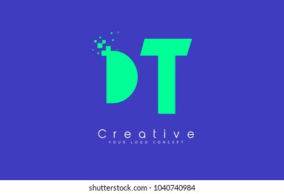 DT Letter Logo Design With Negative Space Concept in Blue and Green Colors Vector