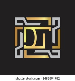 DT Letter logo initial capital monogram with abstrac ornament