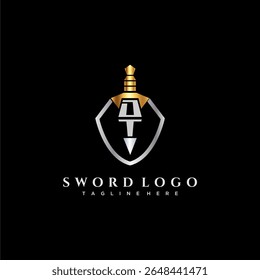 DT carta monograma de luxo para escudo e espada estilo imagem