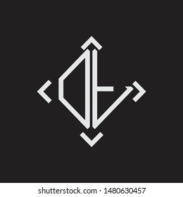 DT Logo Abstrac letter Monogram with Arrow in every side isolated on black background