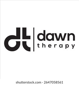 The DT logo for Dawn Therapy features elegant, calming initials that symbolize healing and renewal. Ideal for wellness branding, it conveys trust, peace, and professional therapeutic care.