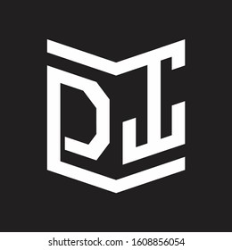 DT Logo Emblem Monogram With Shield Style Design Template Isolated On Black Background