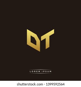 DT Logo Letter Initial Logo Designs Templete with Gold and Black Background