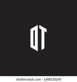 Monograma del logotipo DT con plantilla de diseño de estilo hexagonal aislada en fondo negro