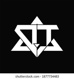 DT Logo monogram isolated with triangle shape design template on black background