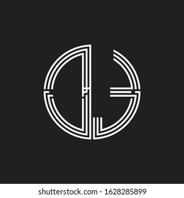 DT Logo monogram triple ribbon style line design template isolated on black background