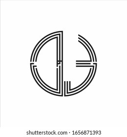 DT Logo monogram triple ribbon style line design template isolated on white background