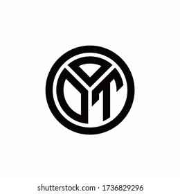 DT-Monogramm-Logo mit kreisbogenfarbiger Designvorlage, isoliert auf weißem Hintergrund