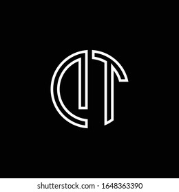 DT monogram logo circle ribbon style outline design template
