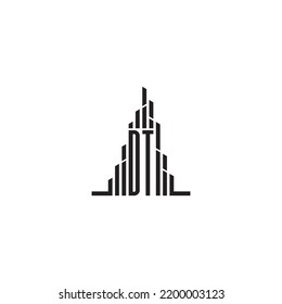 DT skyscraper initial logo concept in high quality professional design that will print well across any print media