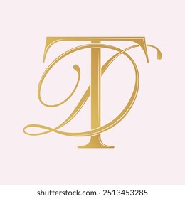 DT, TD, Logo DT, Buchstabe DT, Monogramm DT, Vektor, Logo, Hochzeits-Monogramm Initialen, Hochzeits-Logo, Hochzeit 
Monogramm, Logo-Design