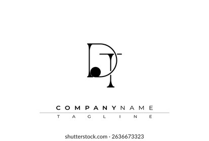 DT Typography Logo Design. Stylish monogram design depiction featuring the letters D and T combined in an artistic signature style, delivering a unique and creative visual representation.