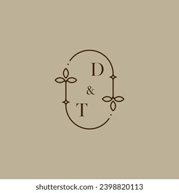 Logo initial de mariage de DT dans un design professionnel de haute qualité qui s'imprime bien sur n'importe quel support papier