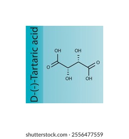 D-(-)-Tartaric acid skeletal structure diagram. compound molecule scientific illustration.