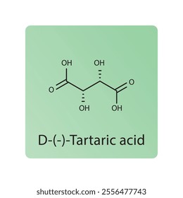 D-(-)-Tartaric acid skeletal structure diagram. compound molecule scientific illustration.