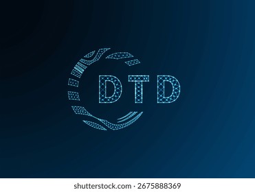 Diseño de Vector de logotipo de letra polivinílica baja DTD. Diseño de logotipo de poliéster inferior DTD. Diseño único del logotipo del bajo poli de DTD.