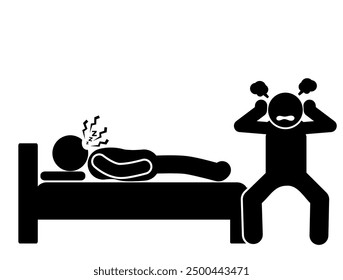 dtick figure illustration flat character snoring, noisy