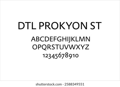 DTL Prokyon ST font for logo and headline. Isolated vector typeset