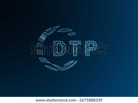 DTP low poly letter logo vector design. DTP lower poly logo design. DTP unique low poly logo design.