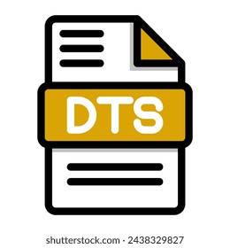 Dts file icon. flat audio file, icons format symbols. Vector illustration. can be used for website interfaces, mobile applications and software