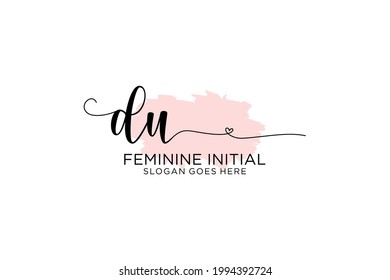 DU beauty monogram and elegant logo design handwriting logo of initial signature, wedding, fashion, floral and botanical with creative template.