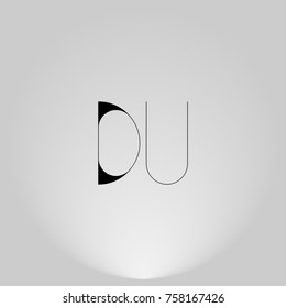 DU Black thin minimalist LOGO Design with Highlight on Gray background.
