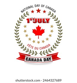 Fête du Canada=Canada Day
Holiday design, background with 3D texts, maple leaf and national flag colors for First of July, Canada National day, celebration; Vector illustration.