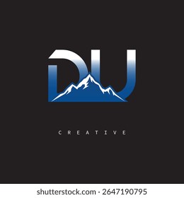 DU Creative Mountain Logo Negrito Gradiente Letra Marca Branding Design para Marcas de Negócios ao Ar Livre