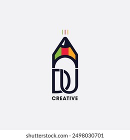 DU Creative pencil logo design