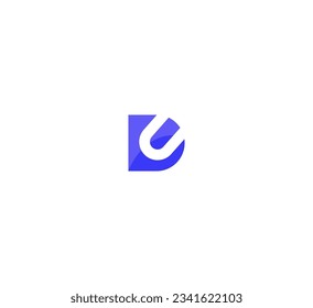 DU, DU, D letter minimalist logo design template.