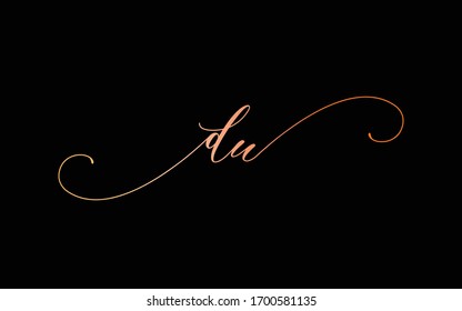 du or d, u Lowercase Cursive Letter Initial Logo Design, Vector Template