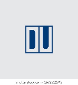 DU,  D and U, Uppercase Letter Initial flat and clean Logo Design Template Vector Illustration