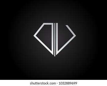 DU diamond shape silver color design