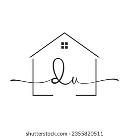 DU , DV Signature Real Estate logo template vector ,Real Estate logos