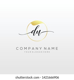 DU handwriting initial logo template vector.