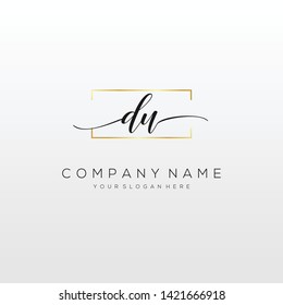 DU handwriting initial logo template vector.