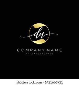 DU handwriting initial logo template vector.