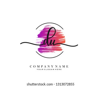 DU handwriting initial  logo vector