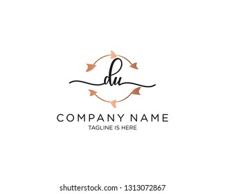 DU handwriting initial  logo vector