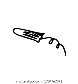 Du for illustration of women's tampons. Vector image of tampons that are used during menstruation. On white background. Hand-drawn tampon
