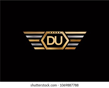 DU initial box letter shape design