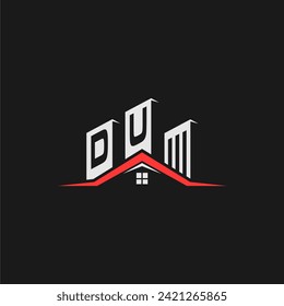 DU Initial Construction Real Estate Home Logo Design Vector