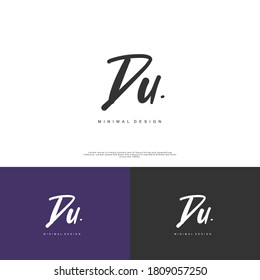 DU Initial handwriting or handwritten logo for identity. Logo with signature and hand drawn style.