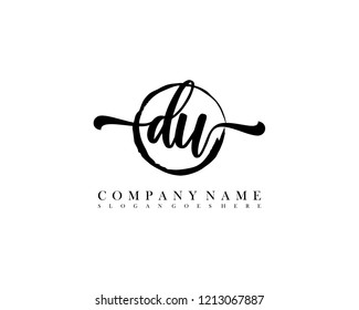 DU initial handwriting logo circle template vector