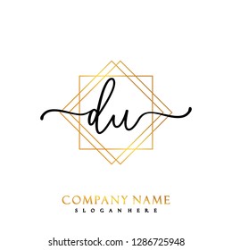 DU Initial Handwriting logo template vector