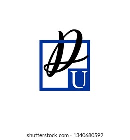 DU  Initial Handwriting logo template vector