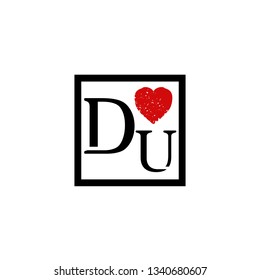 DU  Initial Handwriting logo template vector