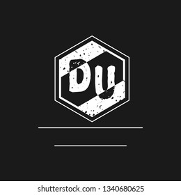 DU  Initial Handwriting logo template vector