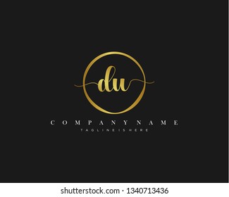 DU initial handwriting logo template vector