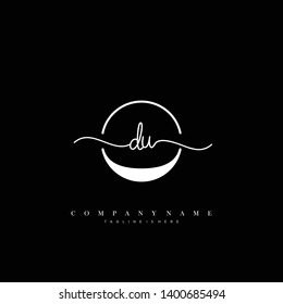 DU initial handwriting logo template vector